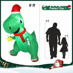 img 1 attached to Green Luxspire Inflatable Dinosaur With Christmas Hat And LED Lights - Perfect Indoor/Outdoor Decoration For Holiday Parties And Celebrations
