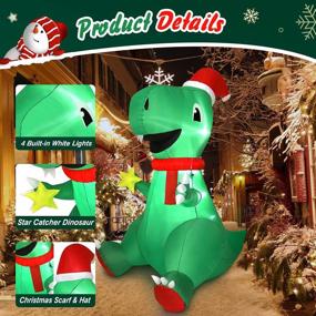 img 2 attached to Green Luxspire Inflatable Dinosaur With Christmas Hat And LED Lights - Perfect Indoor/Outdoor Decoration For Holiday Parties And Celebrations