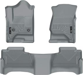 img 4 attached to Husky Liners Weatherbeater Front & 2nd Seat Floor Mats (Footwell Coverage) Grey - 🚗 Fits 2014-2018 Chevrolet Silverado/GMC Sierra 1500 Crew Cab, 2015-2019 Chevrolet Silverado/GMC Sierra 2500/3500 Crew Cab