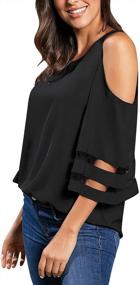 img 1 attached to Потрясающая женская блуза с открытыми плечами и сетчатыми рукавами от LookbookStore