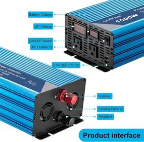 img 2 attached to ALFFAA 1500W Solar Power Inverter 12V to 110V with Built-in 5V/2.1A USB Port, Hardwire Terminal, LCD Display, Pure Sine Wave Inverter 12V DC to 120V AC Converter for Home, RV, Truck (1500W) - Optimized for SEO