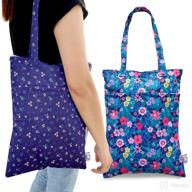 🌸 flock three 2pcs wet dry bag- waterproof tote for reusable wet clothes, baby diapers, stroller, swimsuit & travel- small & larger sizes- electronics and toiletries pouch- flower design logo