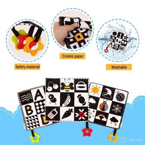 img 3 attached to 🖤 High Contrast Tummy Time Play Mat with Teether: Pack of 3 Black and White Toys for 0+ Infant Sensory Learning
