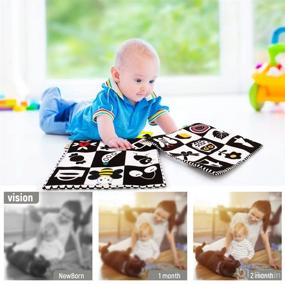 img 2 attached to 🖤 High Contrast Tummy Time Play Mat with Teether: Pack of 3 Black and White Toys for 0+ Infant Sensory Learning