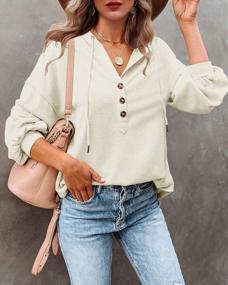 img 2 attached to Tutorutor Women's Oversized Sweatshirts Hoodies with V Neck, Button Down Henley Shirts: Stylish Pullovers for Fashionable Comfort