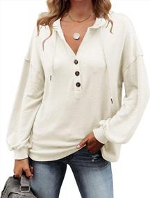 img 3 attached to Tutorutor Women's Oversized Sweatshirts Hoodies with V Neck, Button Down Henley Shirts: Stylish Pullovers for Fashionable Comfort