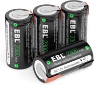 4 pack ebl 1.2v flat top sub-c cell batteries with tabs - 2300mah nicd rechargeable batteries for power tools logo