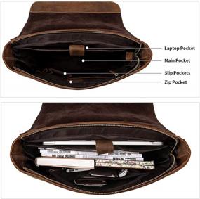 img 1 attached to Kattee Men'S Leather Satchel Briefcase, 15.6" Laptop Messenger Shoulder Bag Tote