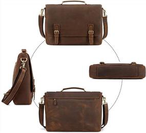 img 2 attached to Kattee Men'S Leather Satchel Briefcase, 15.6" Laptop Messenger Shoulder Bag Tote