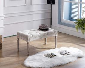 img 1 attached to Kmax Tufted Entryway Bench, Upholstered Rustic Ottoman Bench, 31.5" X 15.75" X 15.7" Beige