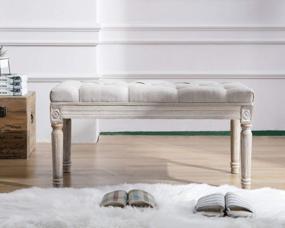 img 3 attached to Kmax Tufted Entryway Bench, Upholstered Rustic Ottoman Bench, 31.5" X 15.75" X 15.7" Beige