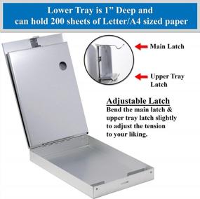 img 2 attached to 3 Pack Of Think2Master Aluminum Dual Storage Clipboard. Durable & Sleek. Dual Tray Compartments Provides More Storage And Sturdiness And It Holds 300 Letter Sized Paper, Low Profile Clip 50 Paper