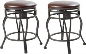 img 4 attached to EHemco Swivel Metal Barstool With Faux Leather Seat, 24 Inches, Black, Set Of 2