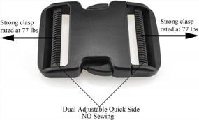img 2 attached to 🔒 SGH Pro Extra Thick Military Grade Dual Adjustable Quick Side Release Buckles Clips Snaps 2" Wide 2 Pack - Heavy Duty Plastic Replacements for Strap Webbing in Boat Covers, Backpacks & More