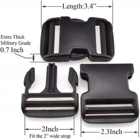 img 3 attached to 🔒 SGH Pro Extra Thick Military Grade Dual Adjustable Quick Side Release Buckles Clips Snaps 2" Wide 2 Pack - Heavy Duty Plastic Replacements for Strap Webbing in Boat Covers, Backpacks & More