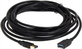 img 2 attached to AYA 15Ft (15 Feet) USB 3.0 SuperSpeed Male A To Female A Extension Cable Gold Plated Black