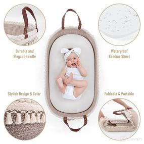 img 3 attached to Boho Nursery Decor Baby Changing Basket: Moses Basket Diaper Changing Station with Thick Foam Pad, Removable Mattress, and Cover - Ideal Bassinet Basket Changing Table Topper