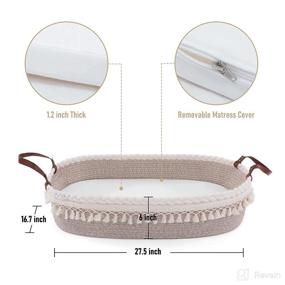 img 2 attached to Boho Nursery Decor Baby Changing Basket: Moses Basket Diaper Changing Station with Thick Foam Pad, Removable Mattress, and Cover - Ideal Bassinet Basket Changing Table Topper