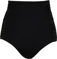 septangle women's vintage super high waisted bikini bottom shirred tankini briefs tummy control swimsuits bottoms logo