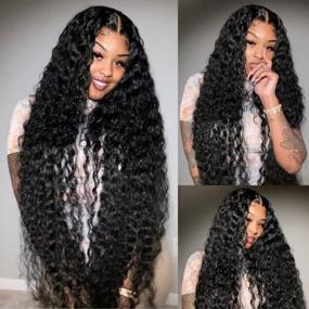 img 4 attached to ALLRUN Kinky Curly 13X4 Lace Front Wigs Human Hair Wigs For Black Women Brazilian Virgin Human Hair Lace Frontal Wigs Pre Plucked With Baby Hair(26Inch)