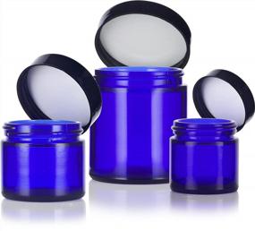 img 3 attached to Cobalt Blue Glass Jar Starter Kit: 12 Piece Set Including 1 Oz, 2 Oz, And 4 Oz Jars With Spatulas