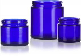 img 1 attached to Cobalt Blue Glass Jar Starter Kit: 12 Piece Set Including 1 Oz, 2 Oz, And 4 Oz Jars With Spatulas