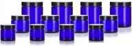 cobalt blue glass jar starter kit: 12 piece set including 1 oz, 2 oz, and 4 oz jars with spatulas логотип