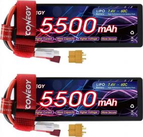 img 4 attached to FCONEGY 2S Lipo Battery 7.4V RC Battery Pack 60C 5500MAh Hardcase With Deans/T Connector And XT60 Plug For RC Cars Trucks Truggy Boat 1/8 1/10, RC Racing (2 Packs)