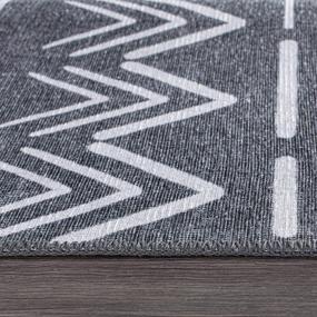 img 2 attached to Dark Gray 5'X7' Eco Friendly Recycled Machine Washable Contemporary Geometric Bohemian Stain Resistant Flat Weave Area Rug