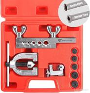 🔴 45 degree flaring tool kit for brake line and brass tubing with extra adapters - thorstone double & single flaring tool, red logo
