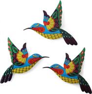 multicolored metal hummingbird wall art decor: perfect for fence, yard, patio, living room or bedroom - eye-catching metal bird wall sculpture decoration for home or garden логотип