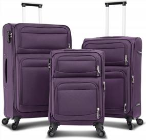 img 4 attached to Purple Merax Expandable Carry On Luggage Set With TSA Lock And Spinner Wheels.
