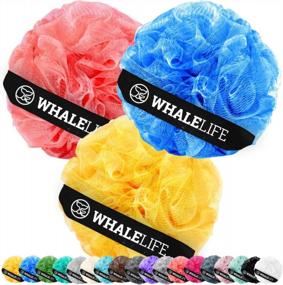 img 4 attached to Pack Of 3 WhaleLife Bath Loofah Sponges In Pink, Blue, And Yellow For Optimal Shower Exfoliation For Men And Women