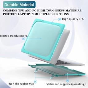 img 2 attached to Batianda For MacBook Pro 13 Case 2020 2022 Release (A2338 M1 M2 Chip /A2289/A2251), Heavy Duty Hard Shell Cover With Kickstand Shockproof Function For New MacBook Pro 13-Inch Touch Bar, Mint Green