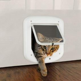 img 4 attached to PAWISE Interior And Exterior Cat Door With Four-Way Locking Flap, Ideal For Cats And Small Dogs
