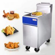 efficient & high capacity commercial deep fryer - natural gas 4 tube floor fryer with 2 baskets ideal for restaurant french fries - kitma kitchen equipment, 136,000 btu/h logo