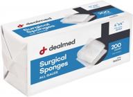 dealmed gauze sponges - 200 count, 12-ply, 4" x 4" woven gauze pads, absorbent non-sterile gauze sponges, wound care product for first aid kit and medical facilities logo