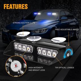 img 2 attached to XRIDONSEN 2 in 1 Blue White Emergency Dash Strobe Lights: Enhanced Safety for Vehicles, Trucks - Volunteer Firefighter & Police Lights (2x7.16 inch, 16 LED)