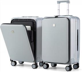 img 4 attached to 20-дюймовый обновленный багаж Hanke с передним карманом для ноутбука, чемоданом на колесиках с вращающимися колесами и замком TSA - серая алюминиевая рама для ПК Hardside Travel для мужчин и женщин