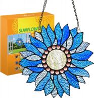 capulina large size sunflower stained glass window hangings suncatcher for window,handmade tiffany glass crafts gifts for family and friends logo