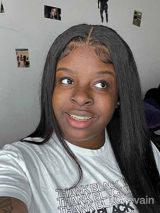 img 1 attached to Body Wave Brazilian Virgin Hair Lace Front Wigs - 13X4 HD Transparent Lace Front Wigs For Black Women With Pre-Plucked Hairline And Baby Hairs, 150% Density, 22 Inch Length review by Greg Mack