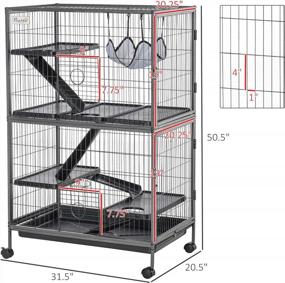 img 2 attached to PawHut 50" H Rolling Small Animal Cage With 4 Doors, Removable Tray, Hammock For Ferrets Chinchillas Sugar Gliders
