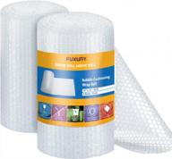 2-pack bubble cushion wrap roll, fuxury 12 inch x 72 feet total air bubble cushioning wrap, perforated every 12", included 20 fragile sticker labels for packaging moving shipping boxes supplies logo