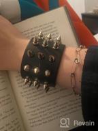 img 1 attached to HZMAN Wide Strap Leather Bracelet - Unisex Black Metal Spike Studded Punk Rock Biker Jewelry (5cm Wide - Spike Black) review by David Foster