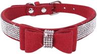 sparkle and safety with tangpan's rhinestone bow-knot dog collar and seatbelt combo for xs puppies in red microfiber logo