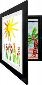 img 3 attached to Americanflat Kids Artwork Picture Frame In Black - Displays 8.5X11 With Mat And 10X12.5 Without Mat - Composite Wood With Shatter Resistant Glass - Horizontal And Vertical Formats - Pack Of 2