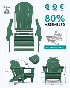 img 2 attached to Weather-Resistant Folding Adirondack Chair - Perfect For Patio, Deck, Garden & Lawn Seating - Green