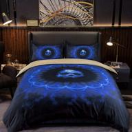 постельные принадлежности gothic horror: пододеяльник zhh blue flame skull с 3d-дизайном скелета для кровати размера «queen-size» (включает 2 наволочки) логотип