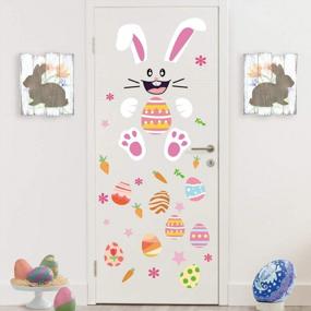 img 4 attached to CCINEE пасхальные наклейки на дверь украшения, кролик яйцо крыльцо передняя дверь окна наклейки для охоты на яйца домашняя вечеринка Декор в помещении и на открытом воздухе