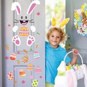 img 1 attached to CCINEE пасхальные наклейки на дверь украшения, кролик яйцо крыльцо передняя дверь окна наклейки для охоты на яйца домашняя вечеринка Декор в помещении и на открытом воздухе
